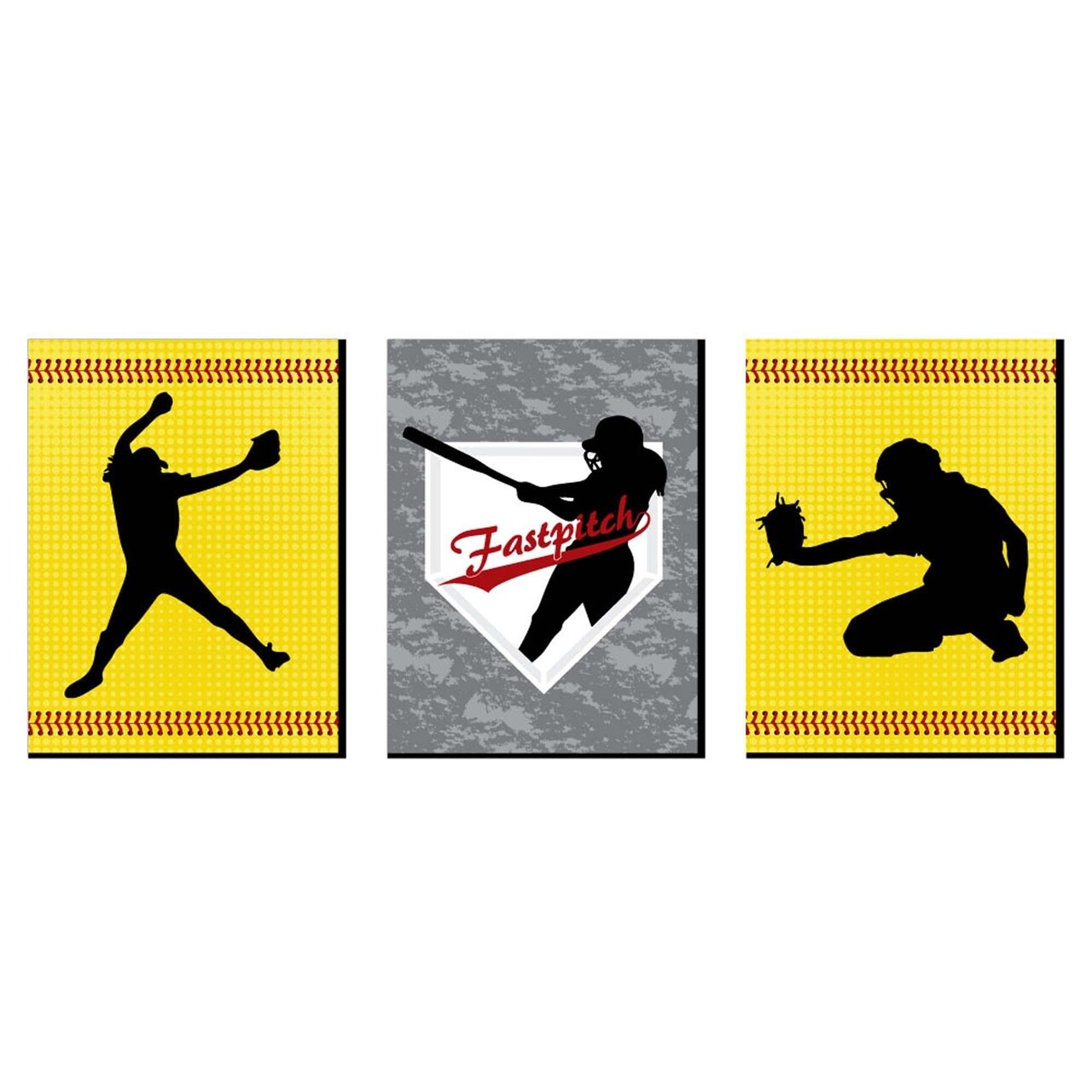 Big Dot of Happiness Grand Slam - Fastpitch Softball - Sports Nursery Wall Art, Kids Room Decor & Game Room Decor - 7.5 x 10 inches - Set of 3 Prints